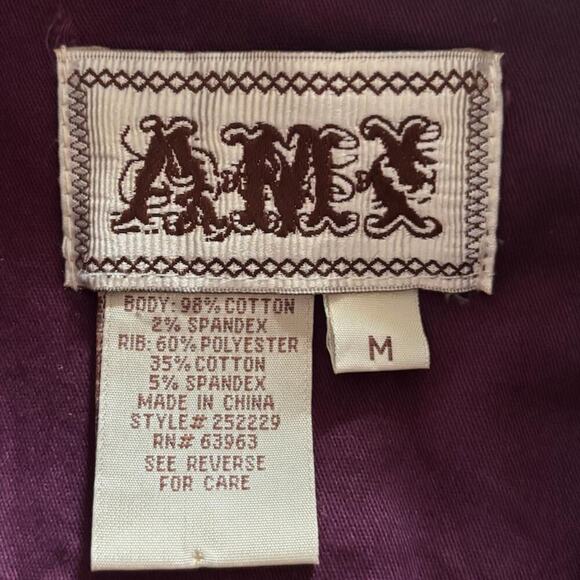 AMX Plum Purple Moto Jacket Lightweight Cotton Zipper Pockets Casual Streetwear - Picture 5 of 5